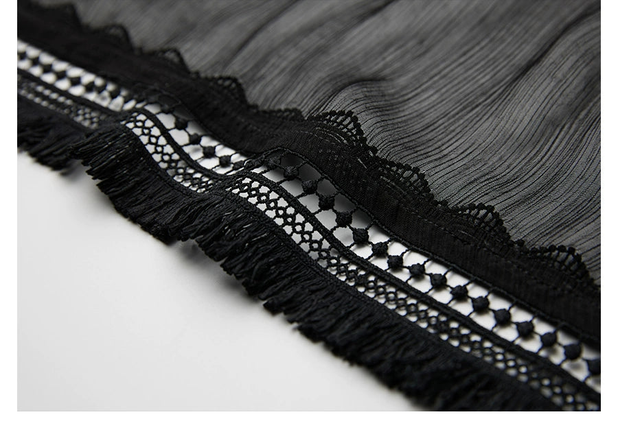 Scorpio No1r "Algorithmic Shadow" Intellectual Power Buckle Three-Dimensional Decoration Chiffon Scarf A-line Skirt Women's Casual Umbrella Skirt