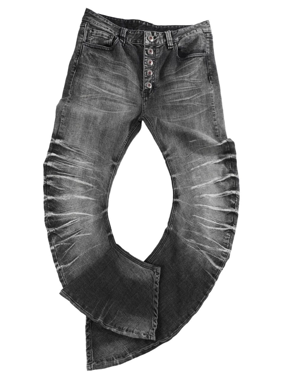 Scorpio No1r ice blue crack washed three-dimensional cat whisker cutlass fit mist blue jeans