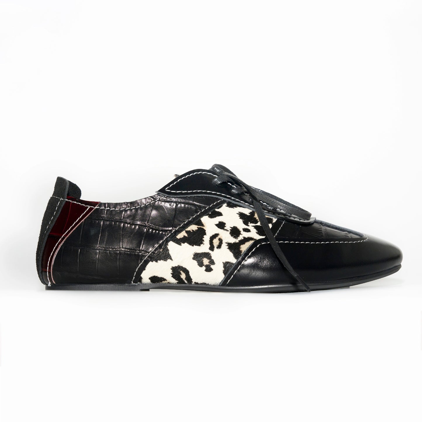 RICHILL MELANCHOLY Cow and Horse Leather Thin Sole Casual Sneakers Leopard Print German Training Shoes