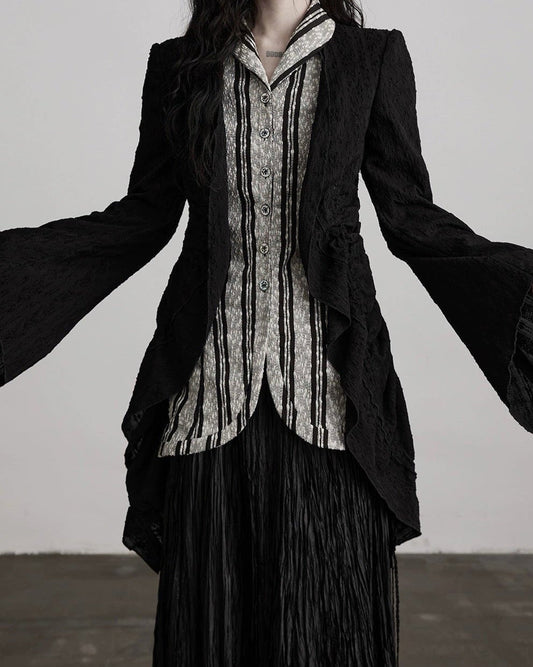 Scorpio No1r 'Polymer Threnody' Plaid fake two-piece patchwork waisted suit thin jacket and shirt