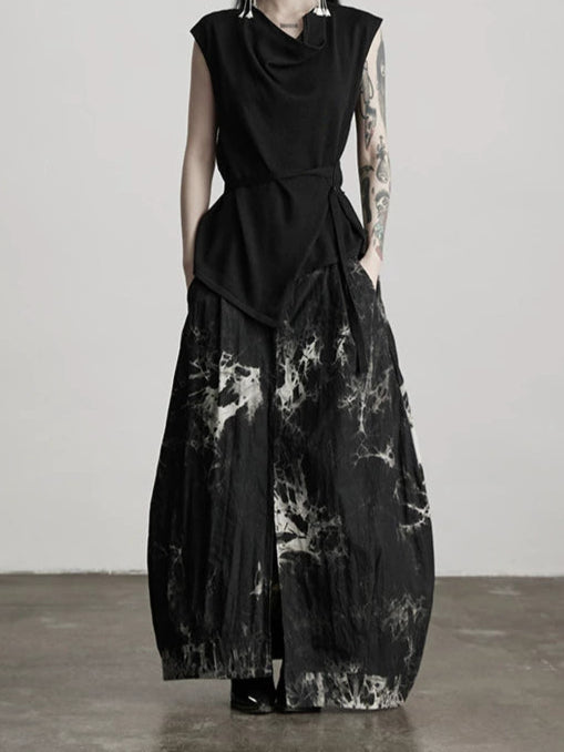 Scorpio No1r 'Midnight Star 'SLIM WAIST SLIM SWING COLLAR BLACK KNIT VEST SUMMER SLEEVELESS TOP T-SHIRT WOMEN