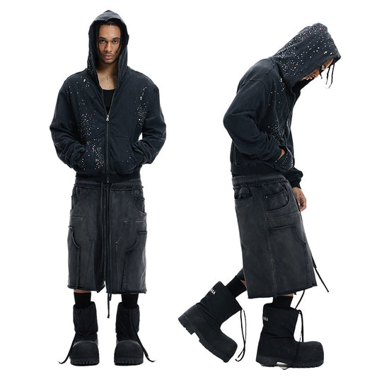 SCORPIO NO1R Hand-Distressed Diamond Hoodie