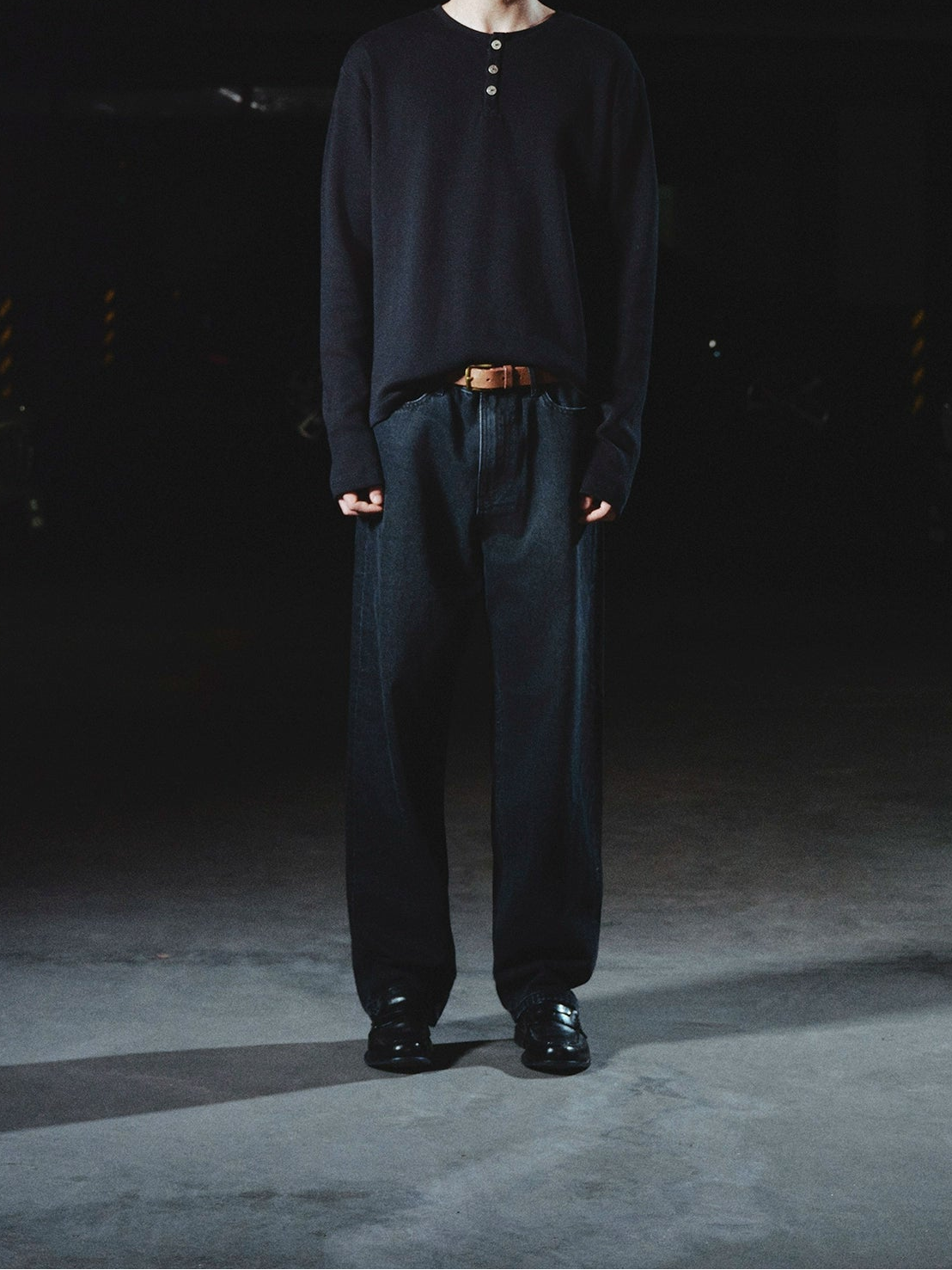 RICHILL MELANCHOLY Texas-themed printed waffle Henry collar long sleeves