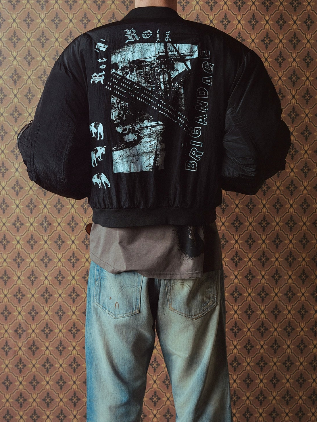 RICHILL MELANCHOLY Medal Print Air Force Jacket Cotton Jacket