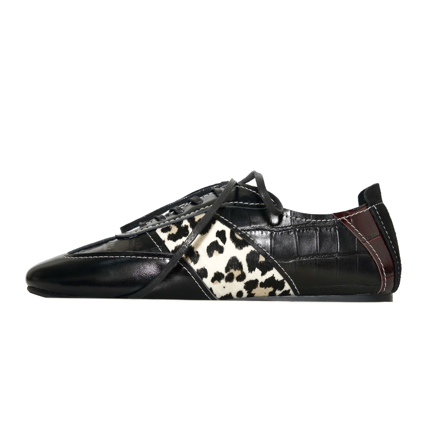 RICHILL MELANCHOLY Cow and Horse Leather Thin Sole Casual Sneakers Leopard Print German Training Shoes