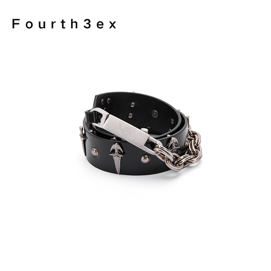 Fourth3ex 25Ss Medieval Vintage Self-designed premium leather chain rivet sword belt