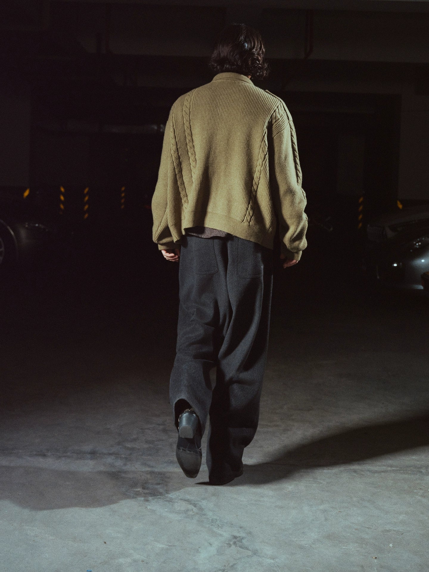 RICHILL MELANCHOLY ディープグレー フリース パッチワーク ルーズストレートパンツ