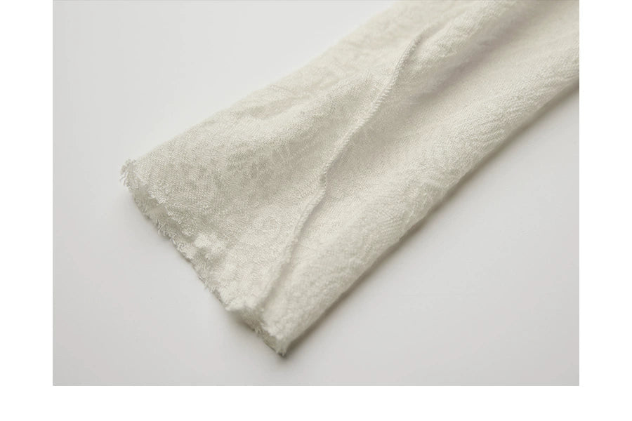 Scorpio No1r "The Misaligned" Wool Jacquard Diagonal Buckle Asymmetrical Stacked Collar Knitted White Top