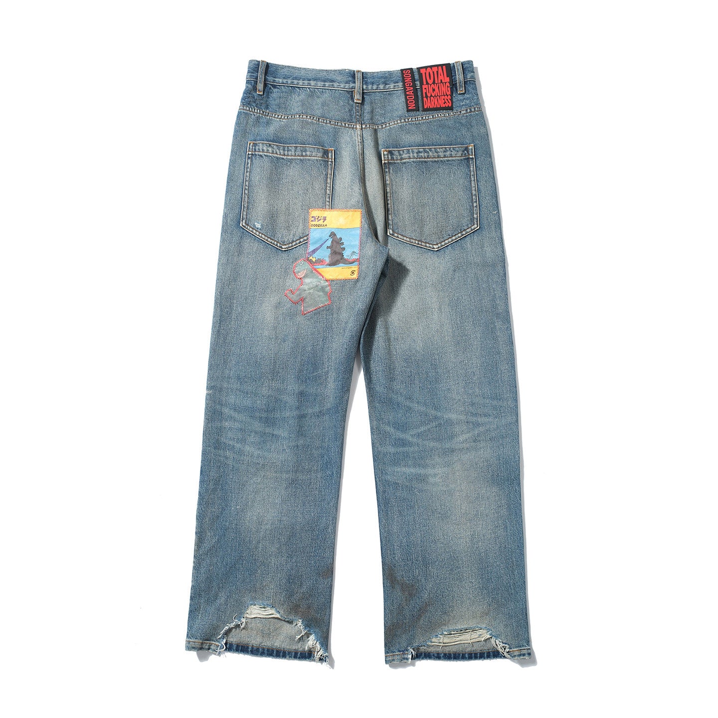 SONGAADON 26SS Random Cord Patch Embroidered Diamond Jeans