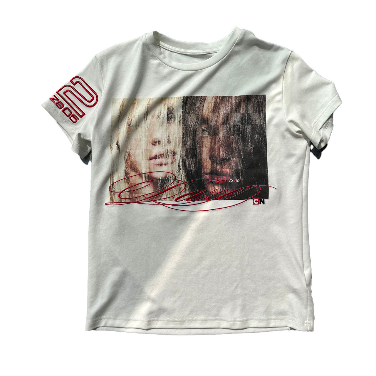 Scorpio No1r 2000S Millennium Electronic Psychedelic ''Portrait print embroidered front shoulder short sleeves