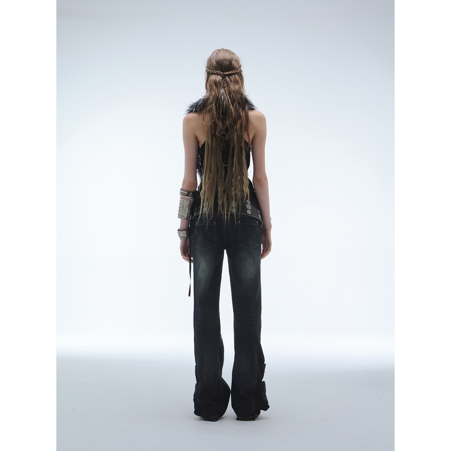 DoublePunch pre-fall original vintage style straight bootcut distressed hot drill grinding pile silhouette jeans