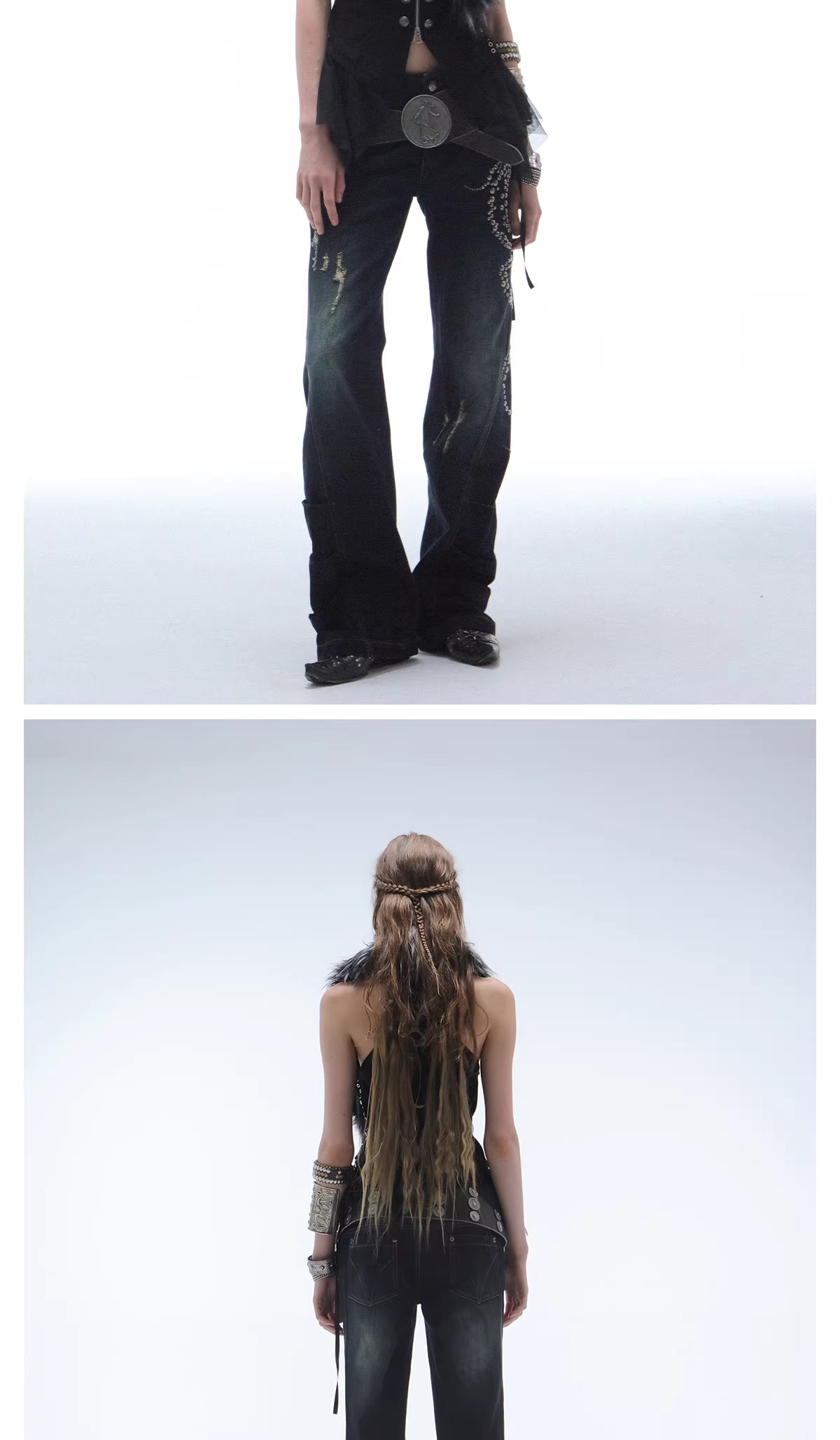 DoublePunch pre-fall original vintage style straight bootcut distressed hot drill grinding pile silhouette jeans