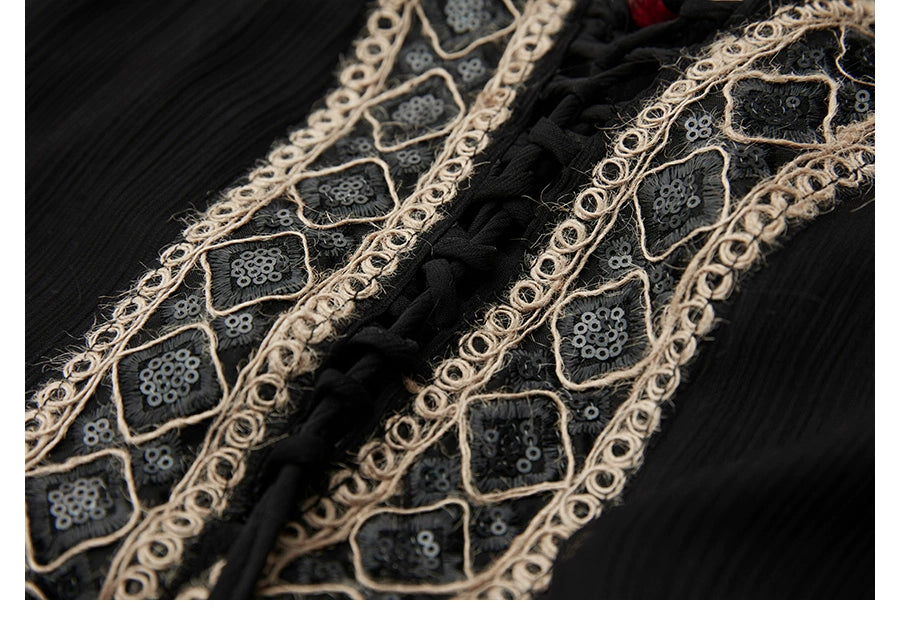 Scorpio No1r ''Gilded Shadow Lace-Trimmed Suspender Dress'' Women's Long Skirt