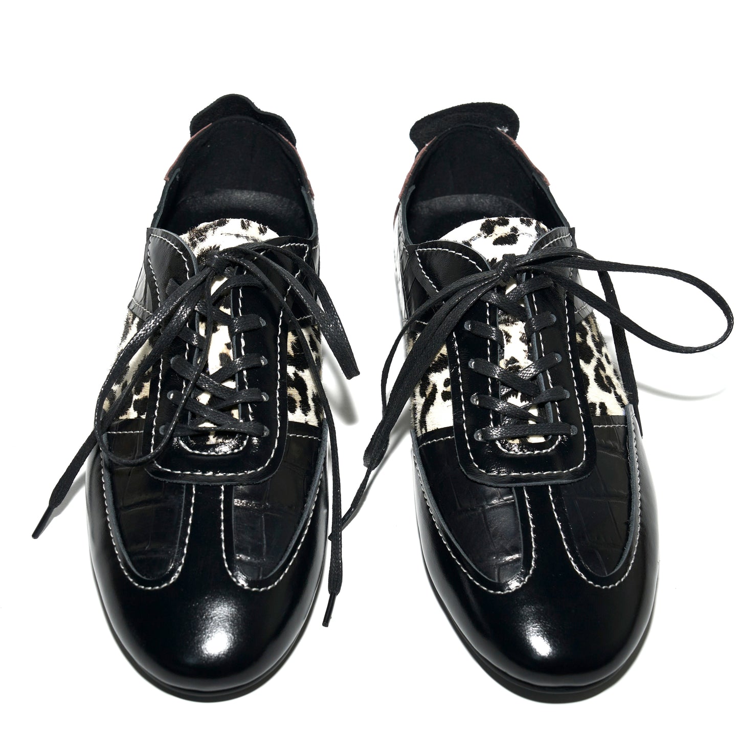 RICHILL MELANCHOLY Cow and Horse Leather Thin Sole Casual Sneakers Leopard Print German Training Shoes