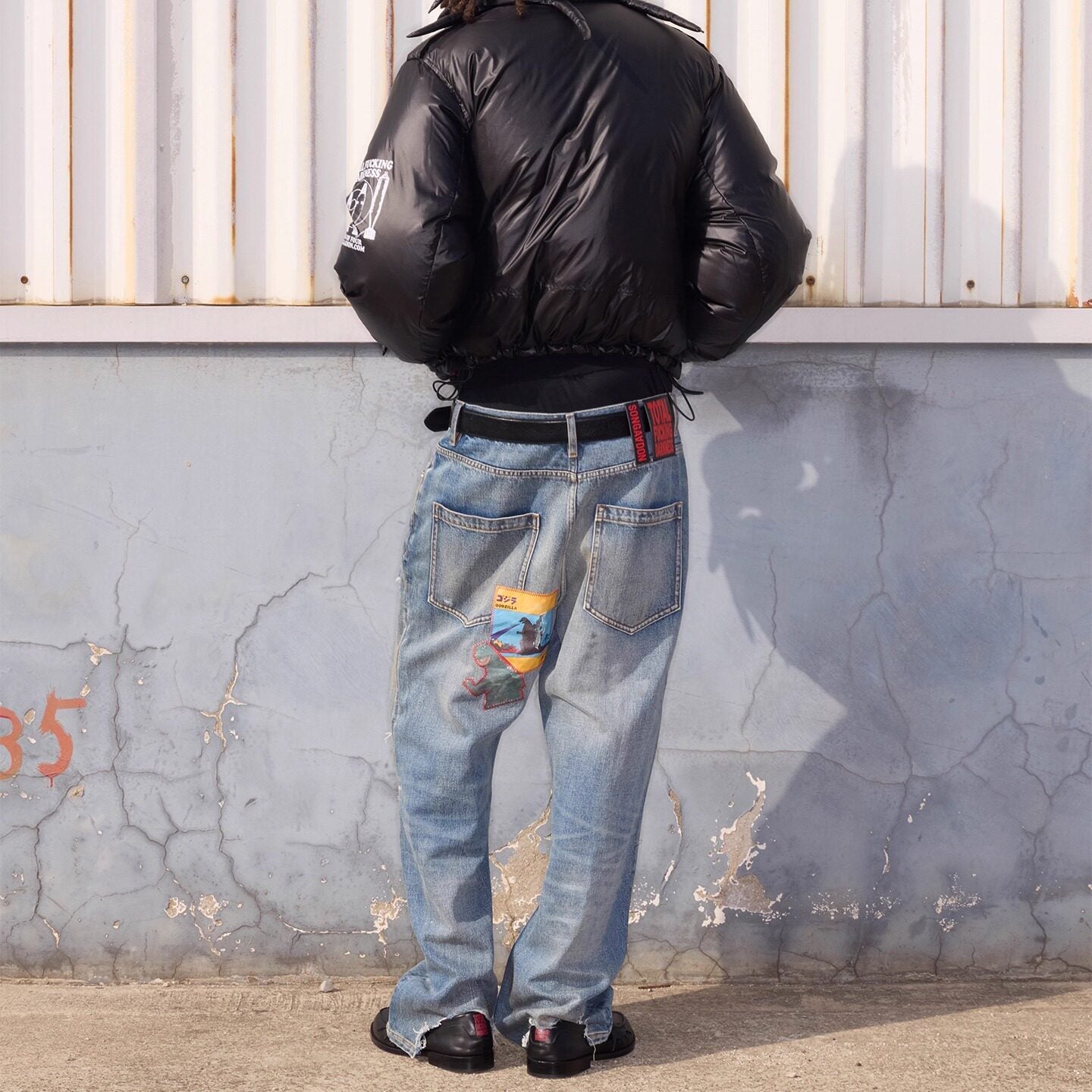 SONGAADON 26SS Random Cord Patch Embroidered Diamond Jeans