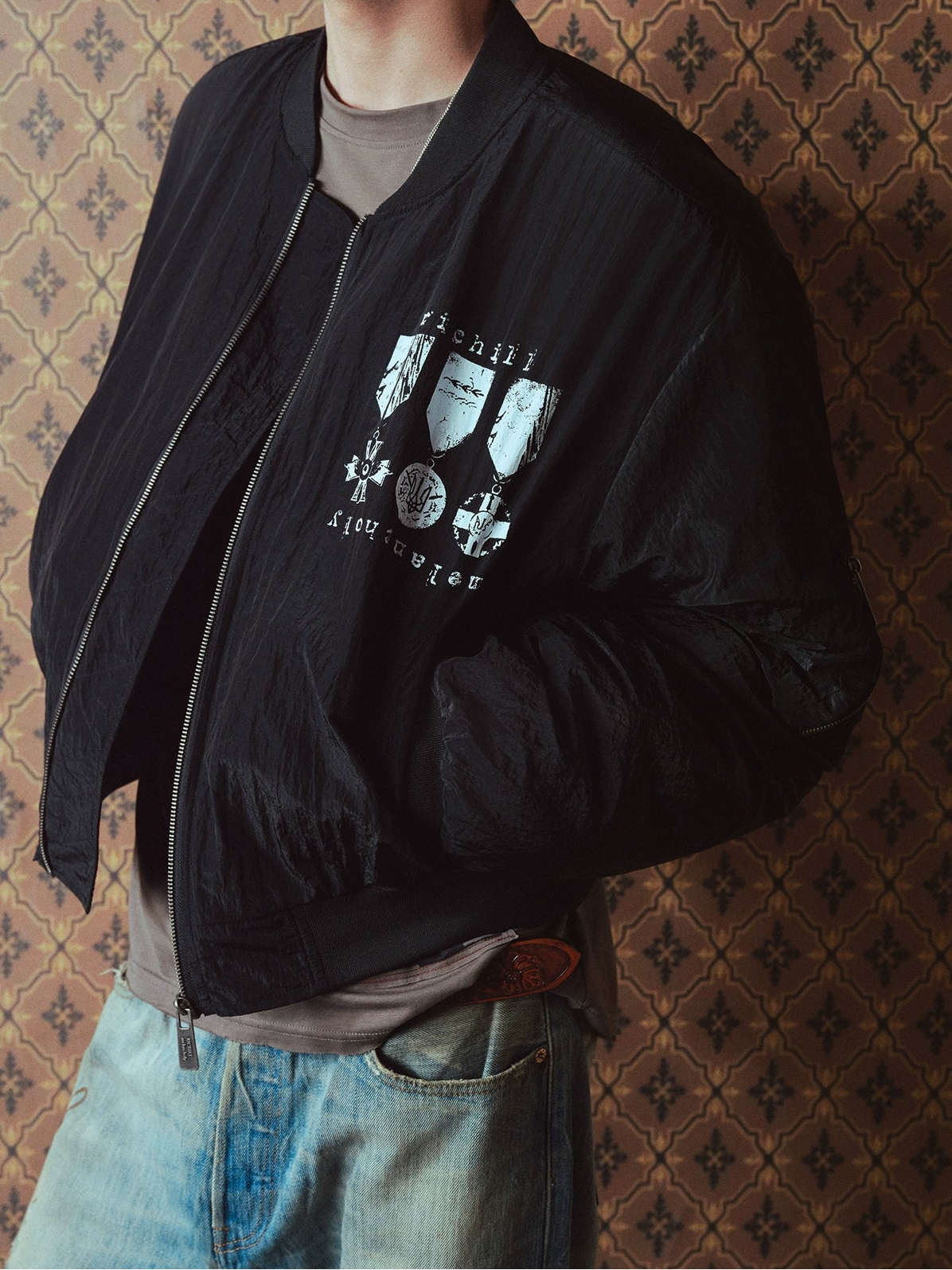 RICHILL MELANCHOLY Medal Print Air Force Jacket Cotton Jacket