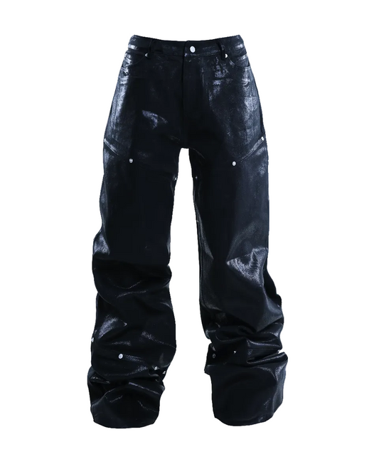 Scorpio No1r "CORTIS Seonghyeon The Same Style" brushed wax baggy loose straight jeans