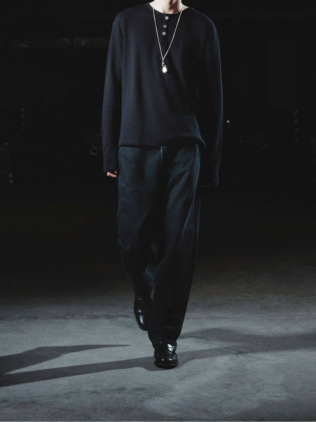 RICHILL MELANCHOLY Texas-themed printed waffle Henry collar long sleeves