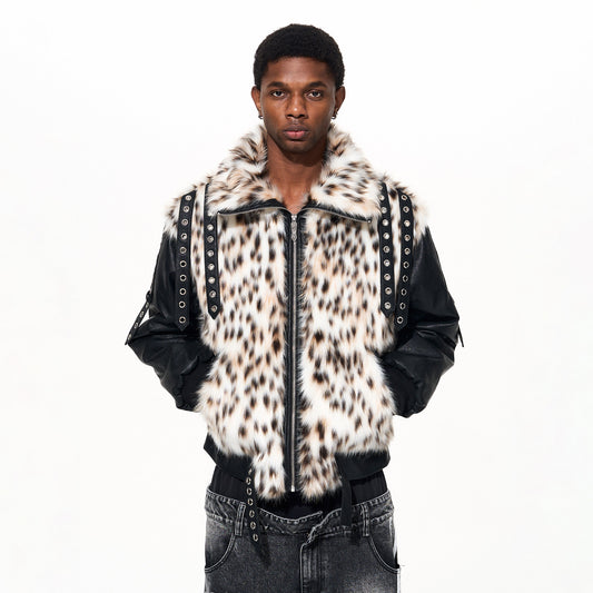 Fourth3ex 25FW high-end seat mountain carving fur cotton jacket men's winter fur patchwork thickened cotton jacket