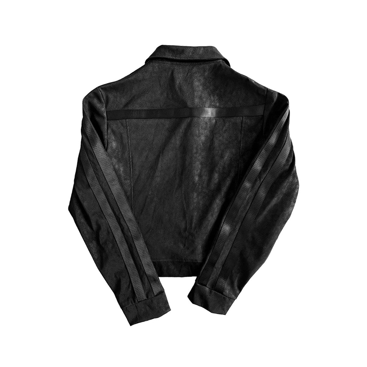 Scorpio No1r  Silver black PU leather jacket silhouette short and wide design prisoner bird series youth pop polo collar leather jacket