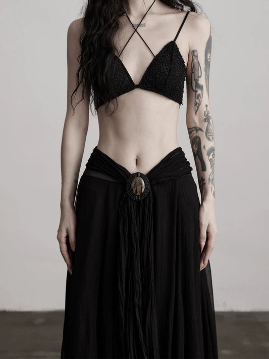 Scorpio No1r "Arachne's Embrace" cobweb hollow double-layer adjustable suspender corset women's inner and outer sleeveless tops