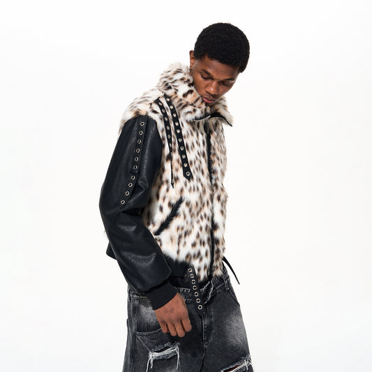 Fourth3ex 25FW high-end seat mountain carving fur cotton jacket men's winter fur patchwork thickened cotton jacket